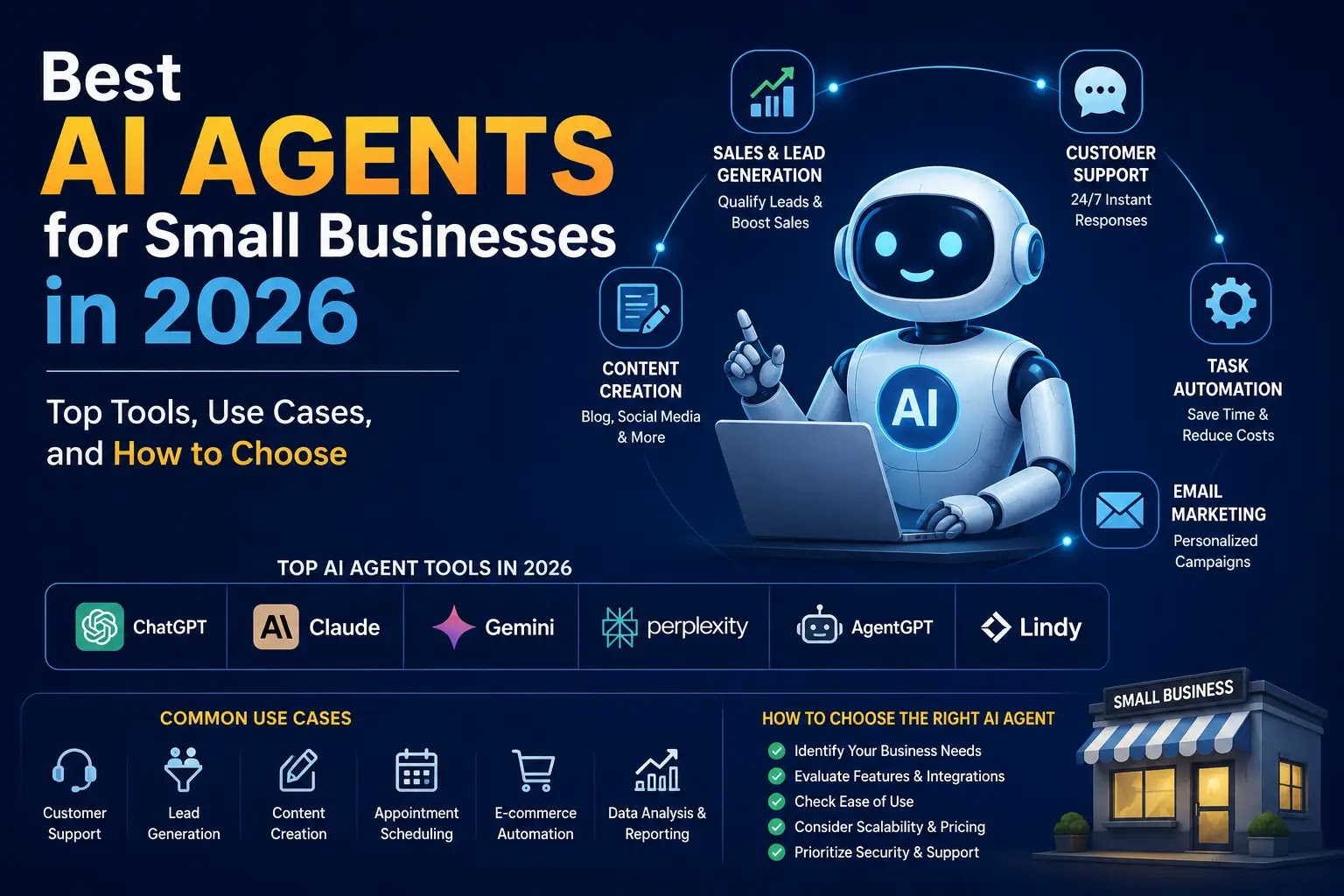 A collection of top AI agent tools optimized to help automate workflows for small businesses.