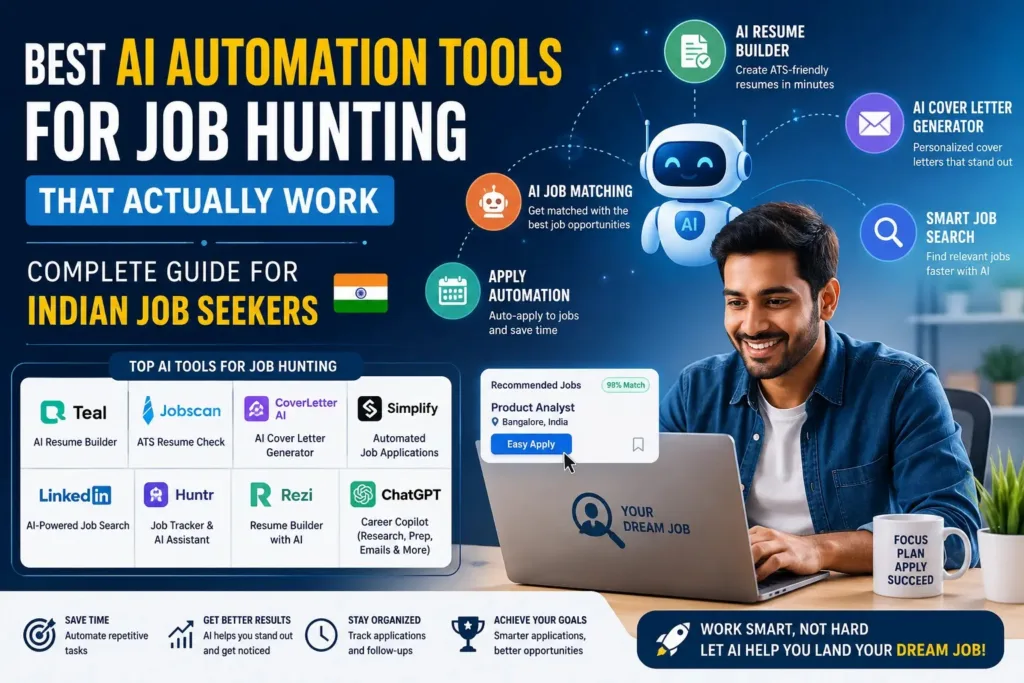 A dashboard displaying the AI Job Hunting Tools for job hunting used by Indian job seekers.