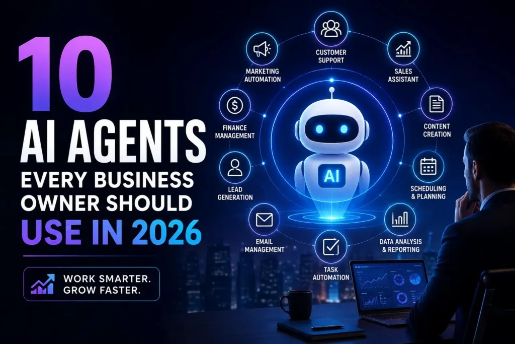 infographic detailing 10 essential AI Agents For Business