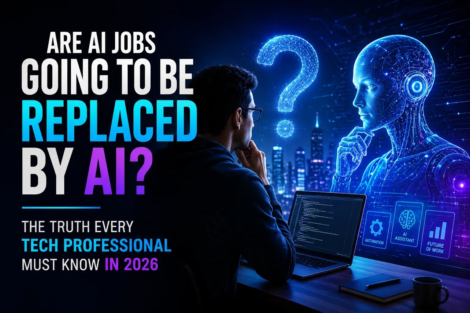 A symbolic graphic exploring if Will AI Take Tech Jobs